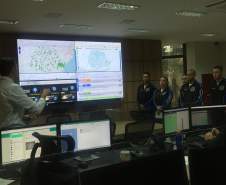 Centro de Gerenciamento de Riscos e Desastres recebe visita do 1º ano do curso de oficiais da PMPR.