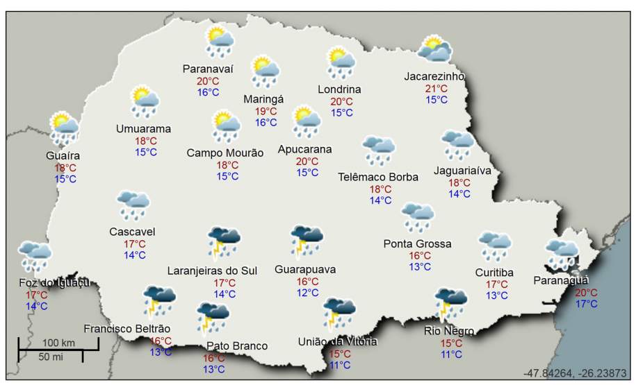 Simepar e Defesa Civil alertam para chuvas fortes a partir desta quinta-feira Simepar e Defesa Civil alertam para chuvas fortes a partir desta quinta-feira